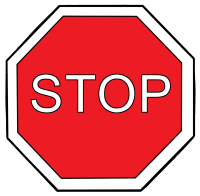 Rotes Stop-Schild: Weiße Schrift („Stop“) auf rotem, achteckigem Hintergrund